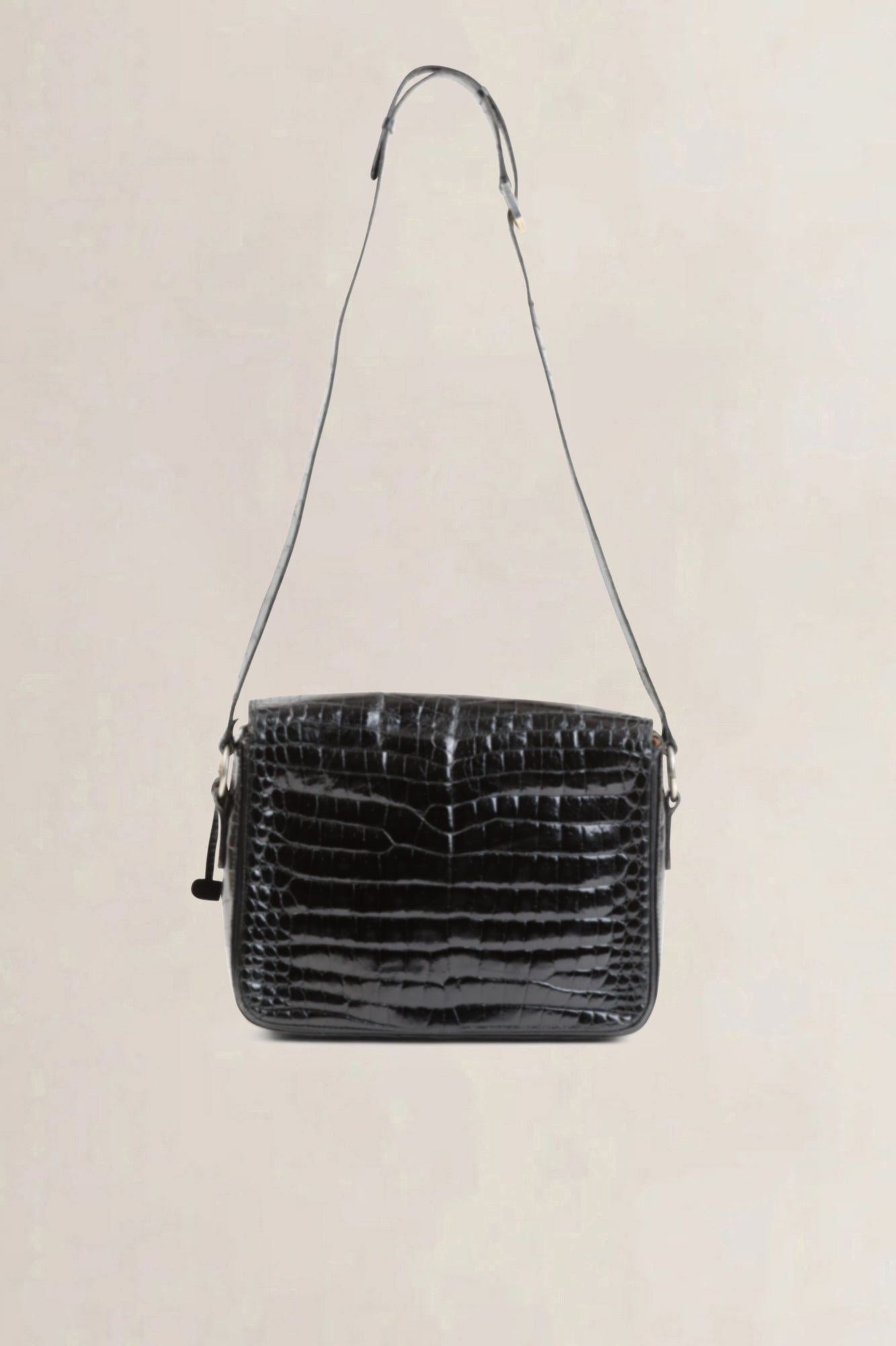 Delvaux Black Croco Bourgogne Crossbody Bag