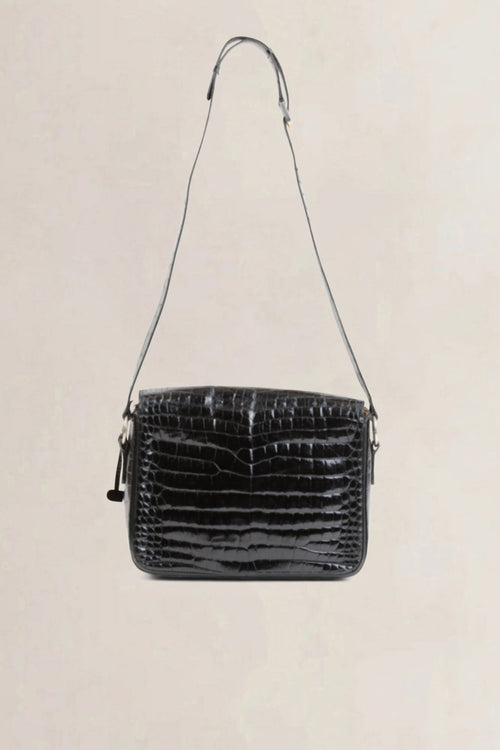 Delvaux Black Croco Bourgogne Crossbody Bag