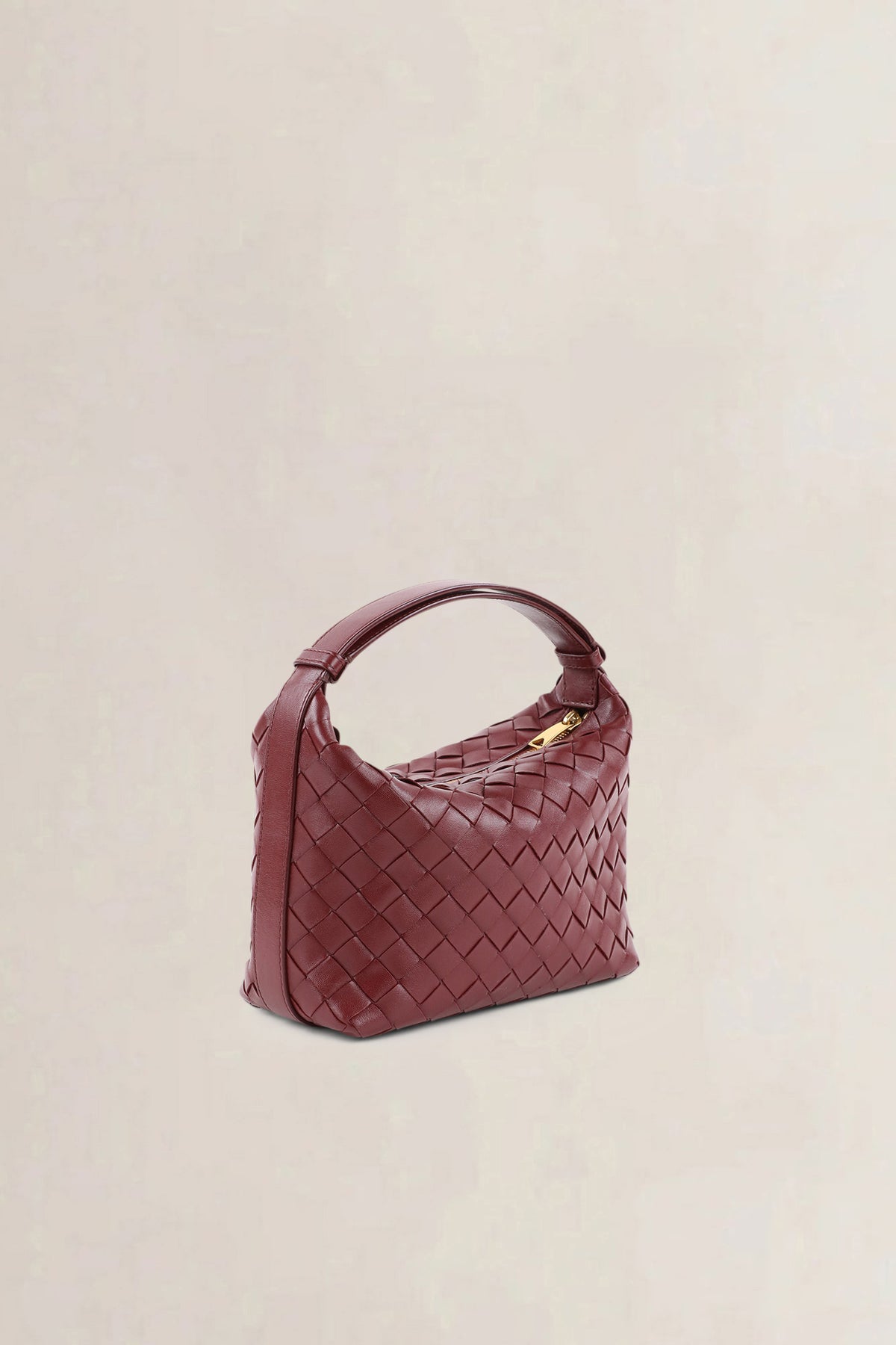 Bottega Veneta Burgundy Mini Wallace Intrecciato Top Handle Bag