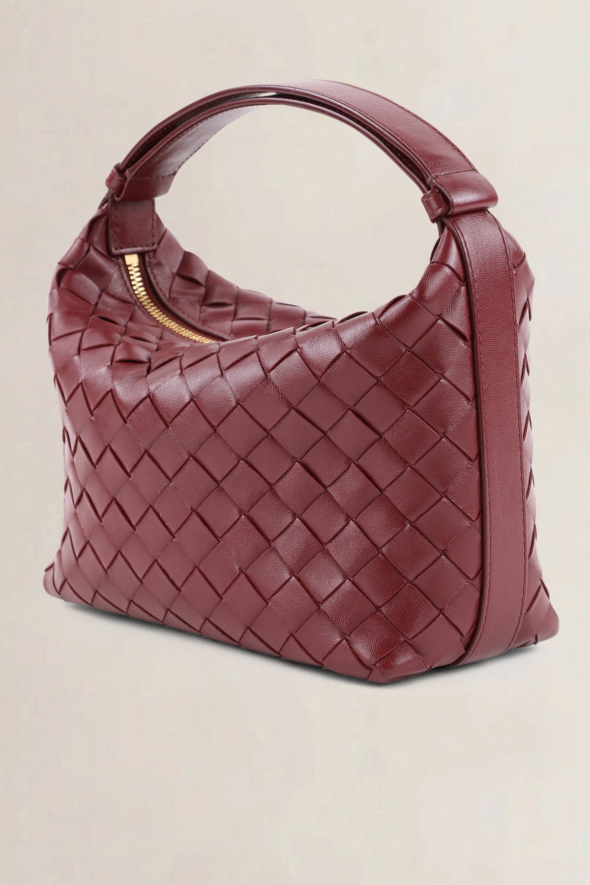 Bottega Veneta Burgundy Mini Wallace Intrecciato Top Handle Bag