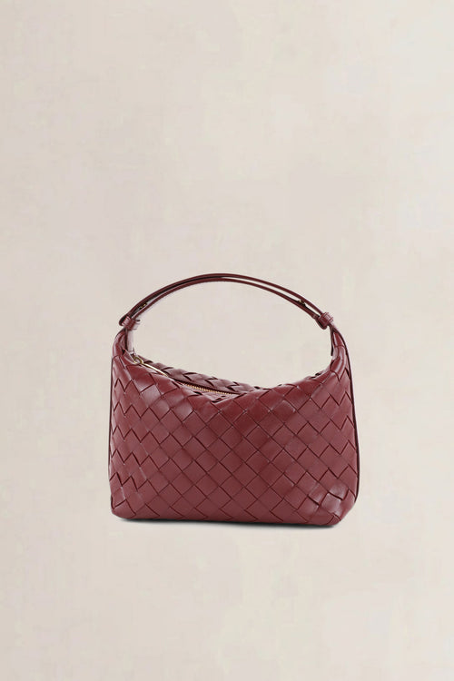 Bottega Veneta Burgundy Mini Wallace Intrecciato Top Handle Bag