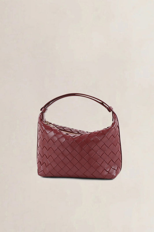 Bottega Veneta Burgundy Mini Wallace Intrecciato Top Handle Bag