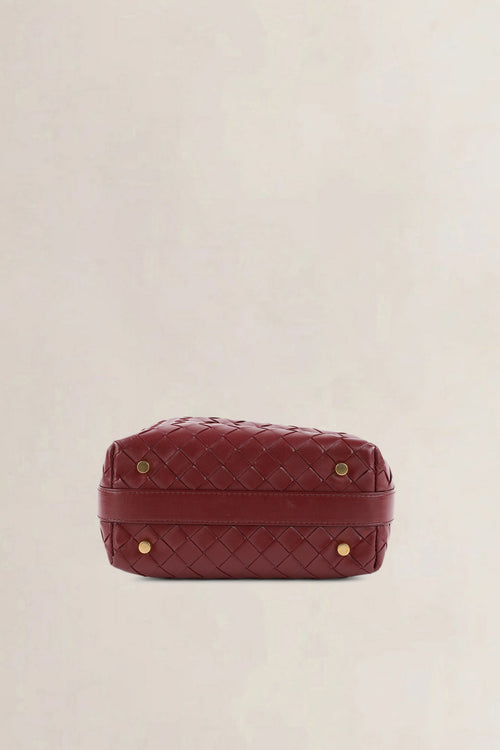 Bottega Veneta Burgundy Mini Wallace Intrecciato Top Handle Bag