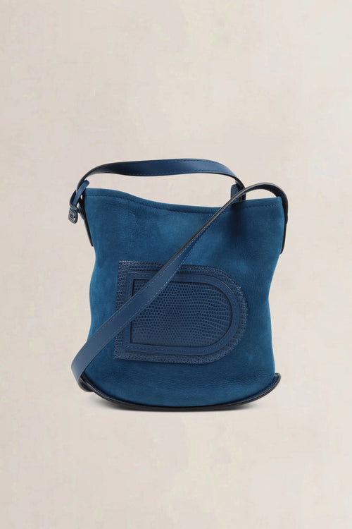 Delvaux Blue Le Pin Suède/Lizard Crossbody Bag
