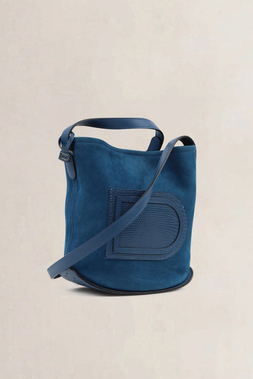 Delvaux Blue Le Pin Suède/Lizard Crossbody Bag