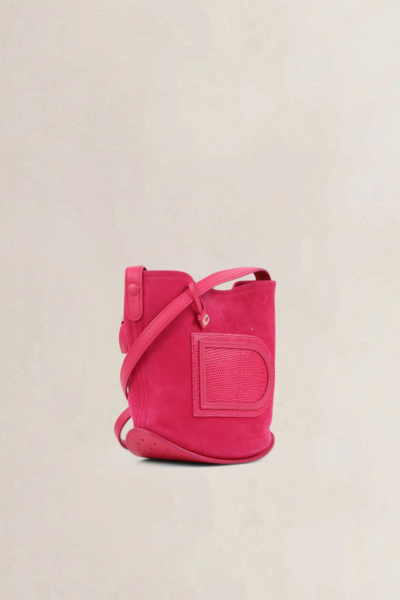 Delvaux Pink Le Pin Suède/Lizard Crossbody Bag