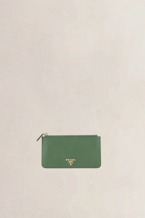 Prada Green Saffiano Leather Wallet Set