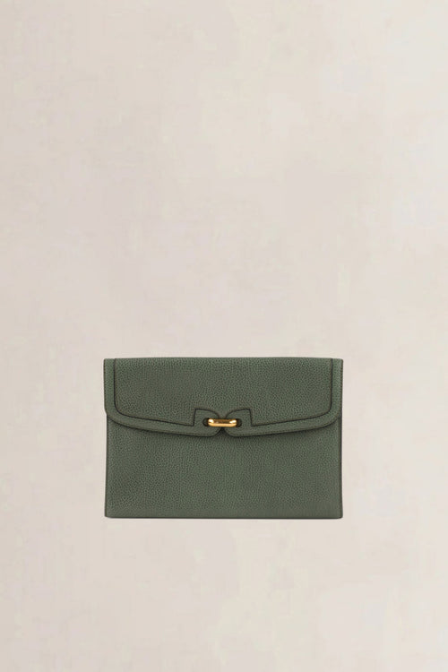 Delvaux Olive Green Clutch