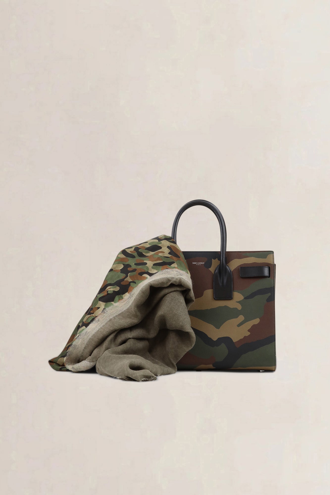Saint Laurent Camouflage Printed Sac De Jour Small Top Handle Bag