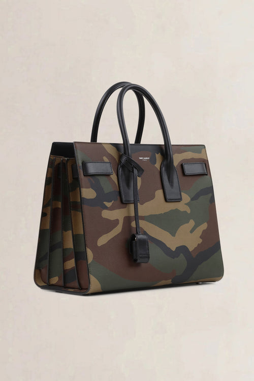 Saint Laurent Camouflage Printed Sac De Jour Small Top Handle Bag