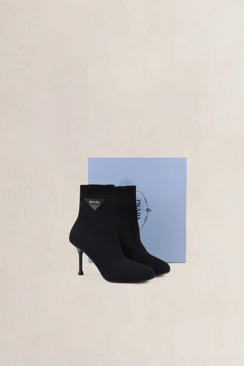 Prada Black Sock Logo Boots