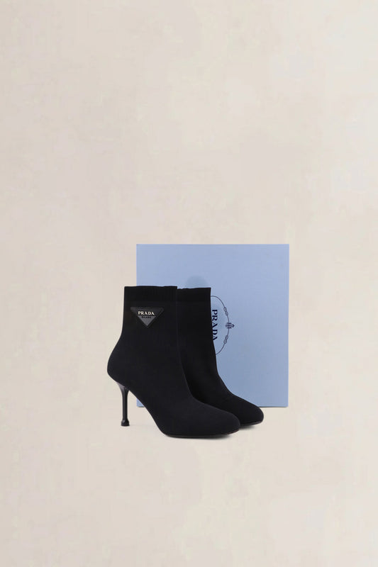 Prada Black Sock Logo Boots — preloved