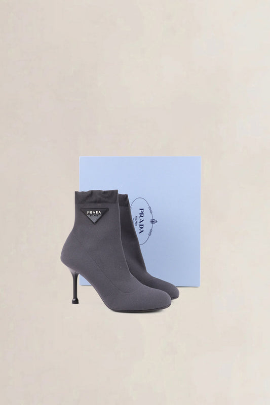 Prada Grey Sock Logo Boots — preloved