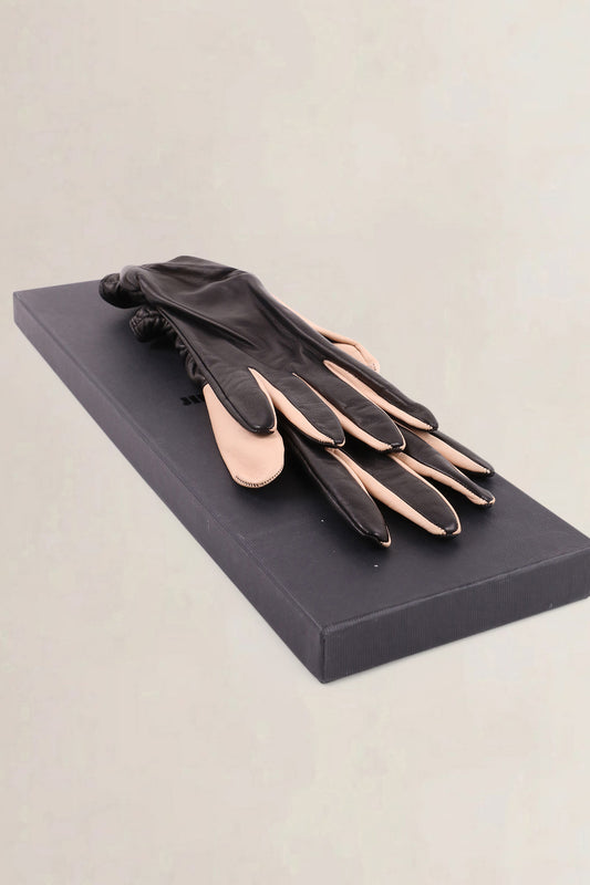 Jil Sander Black & Beige Gloves — preloved