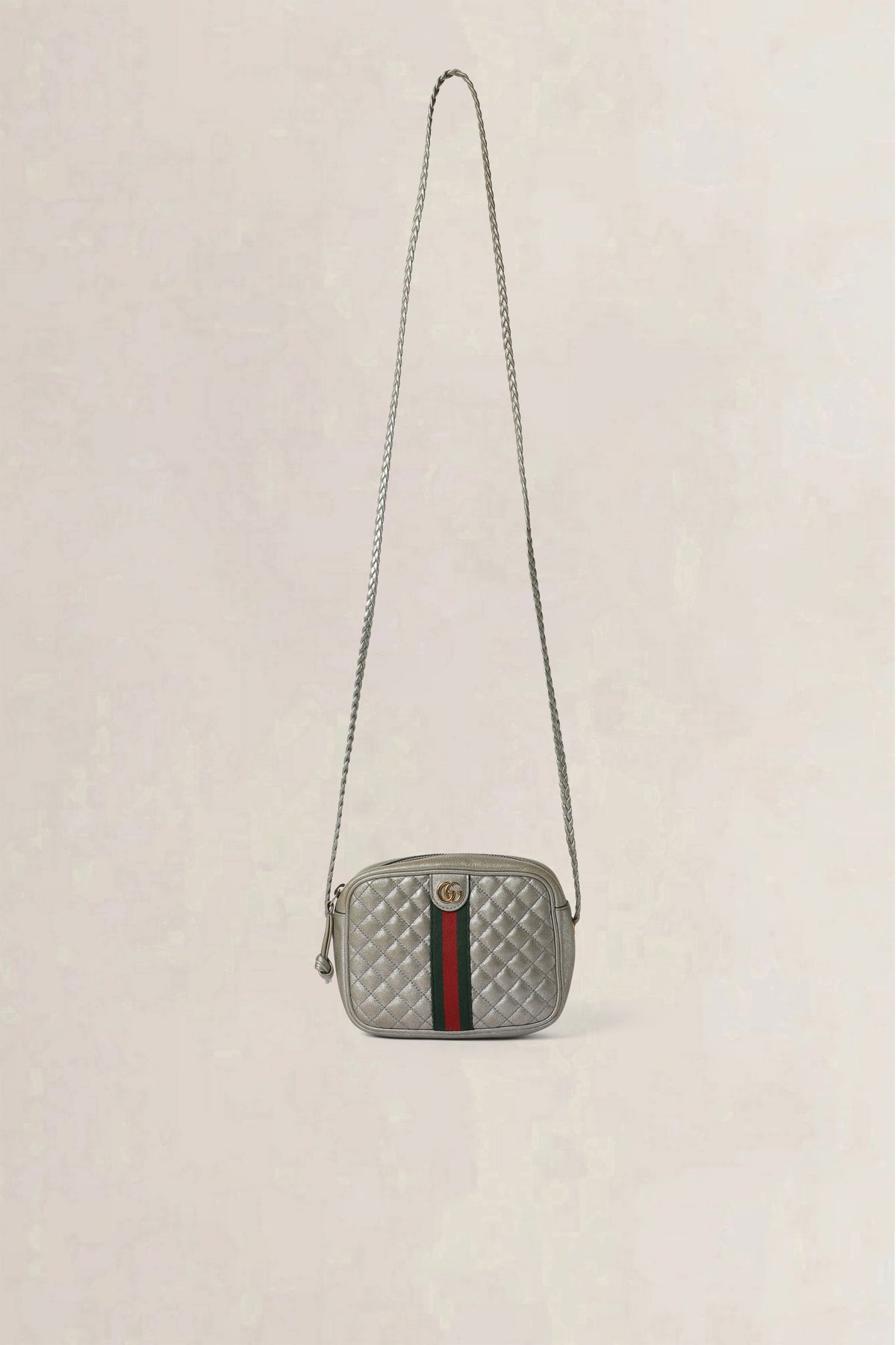 Gucci Silver Nappa Web Trapuntata — preloved