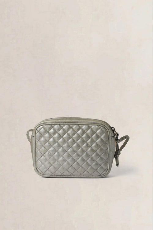 Gucci Silver Laminated Nappa Web Trapuntata Small Crossbody Bag