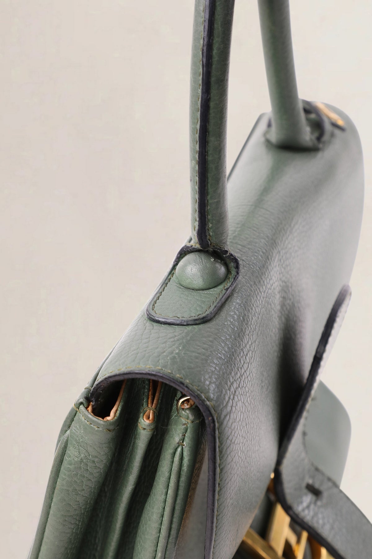 Delvaux Olive Green Jumping Calf Brillant MM Top Handle Bag