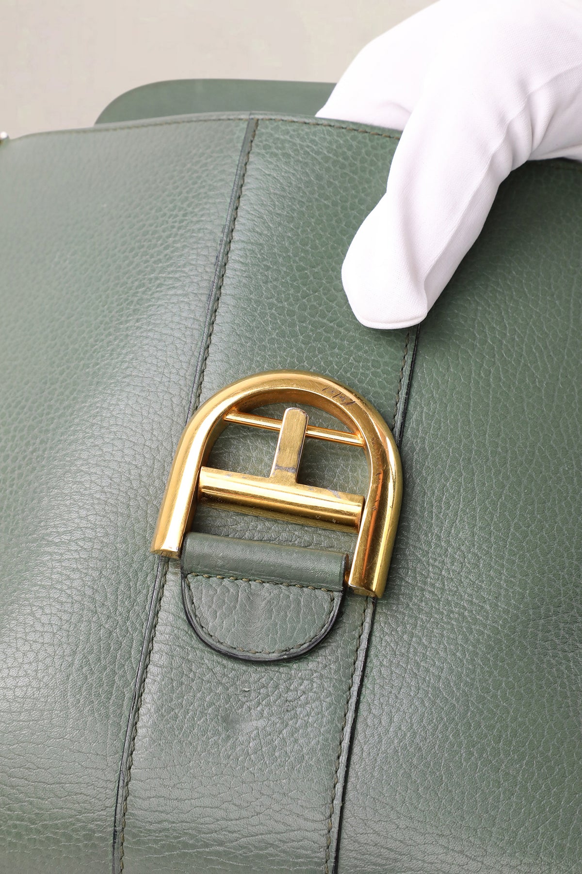 Delvaux Olive Green Jumping Calf Brillant MM Top Handle Bag