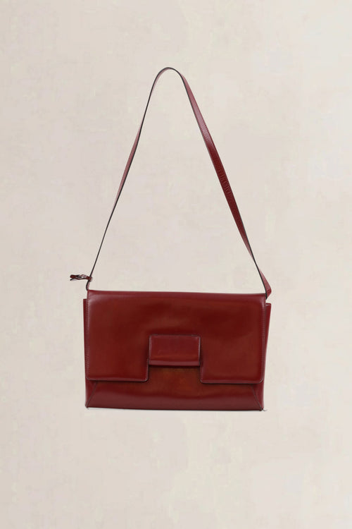 Delvaux Burgundy Leather Shoulder Bag