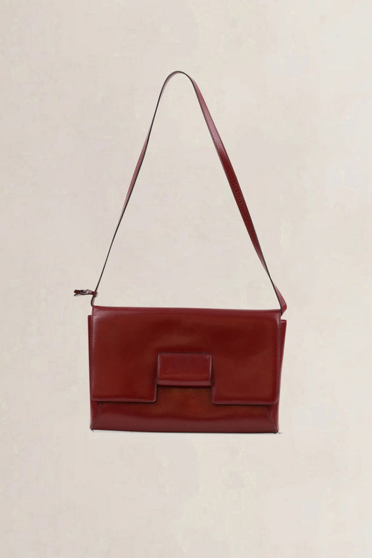 Delvaux Burgundy Leather Shoulder Bag