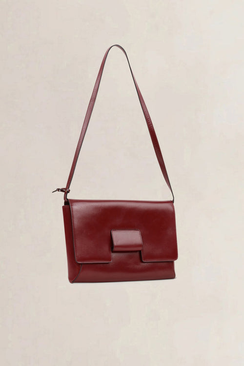 Delvaux Burgundy Leather Shoulder Bag