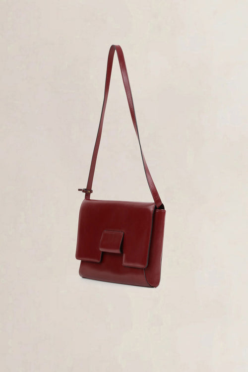 Delvaux Burgundy Leather Shoulder Bag