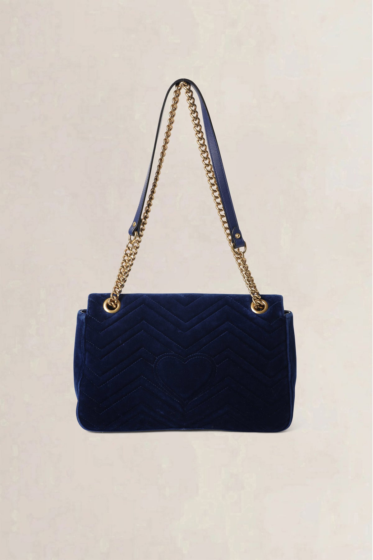 Gucci Blue GG Marmont Velvet Large Shoulder Ba