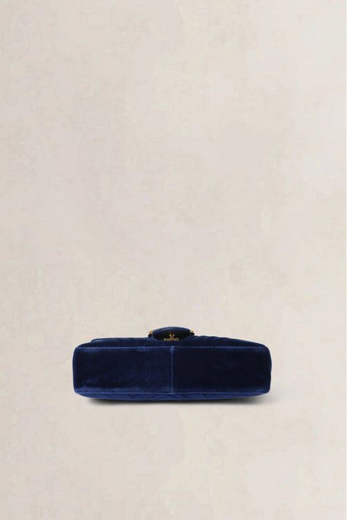 Gucci Blue GG Marmont Velvet Large Shoulder Ba