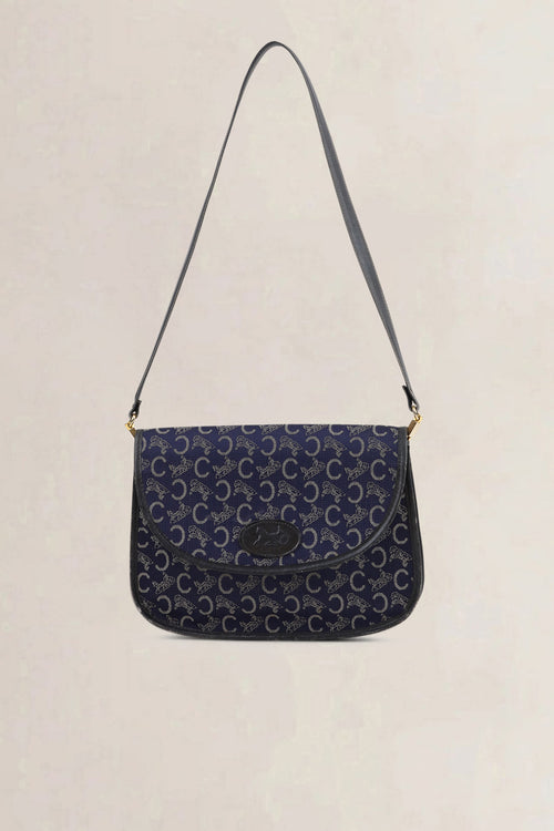 Céline Vintage Blue Monogram Shoulder Bag