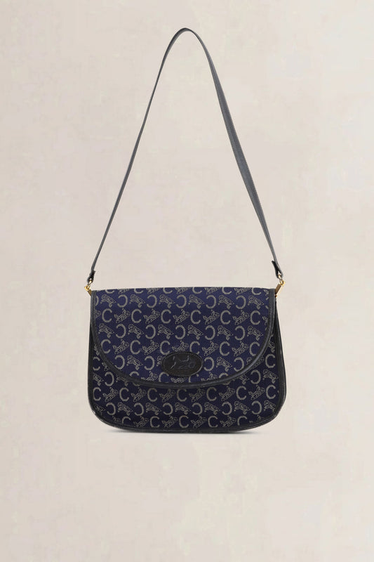 Céline Vintage Blue Monogram Shoulder Bag