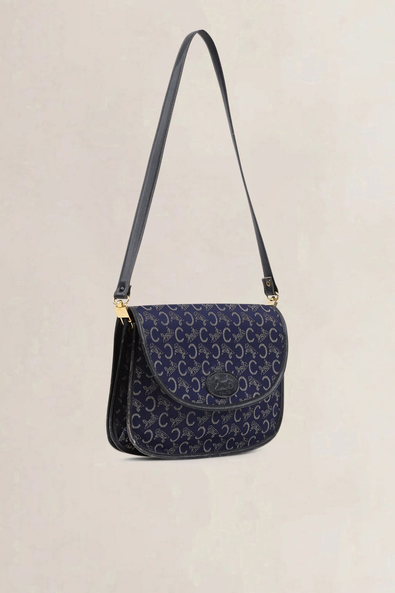 Céline Vintage Blue Monogram Shoulder Bag