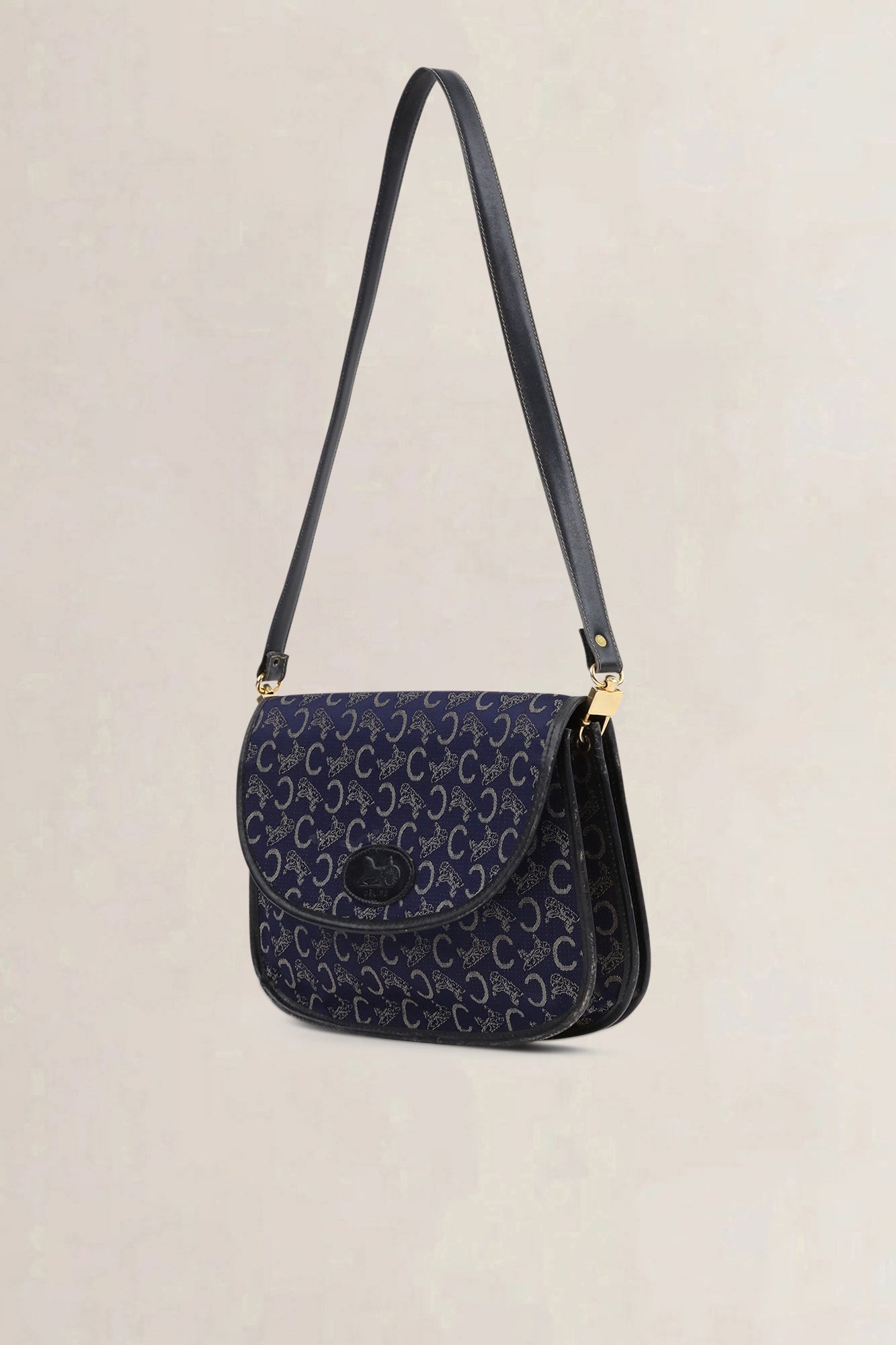 Céline Vintage Blue Monogram Shoulder Bag