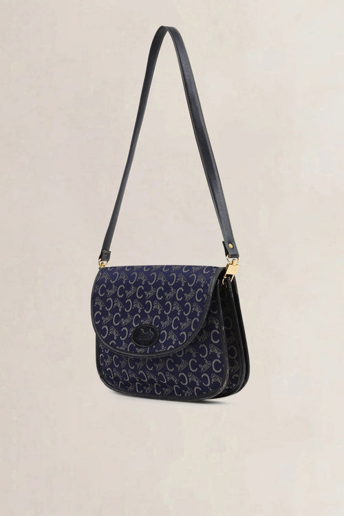 Céline Vintage Blue Monogram Shoulder Bag