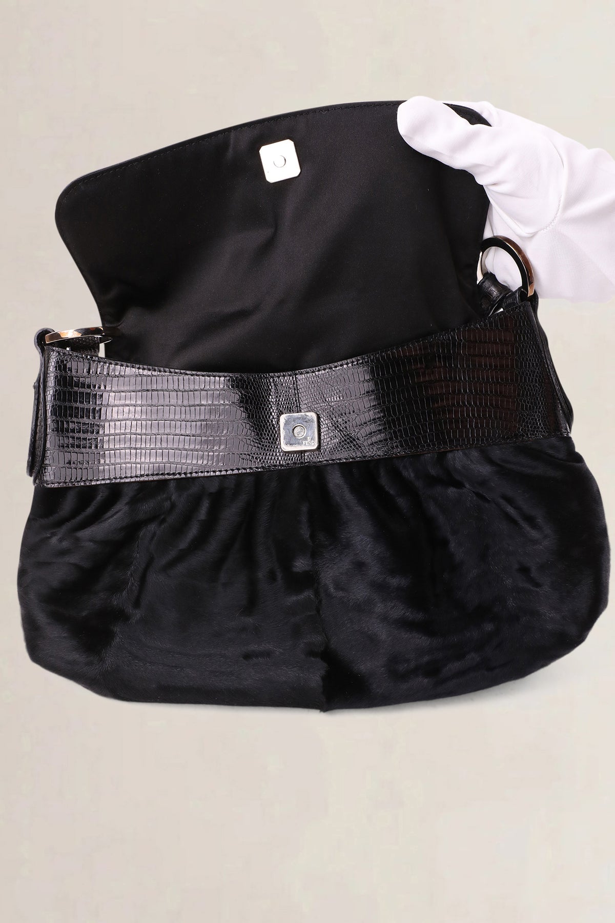 Fendi Black Ponyhair Small Chef Shoulder Bag