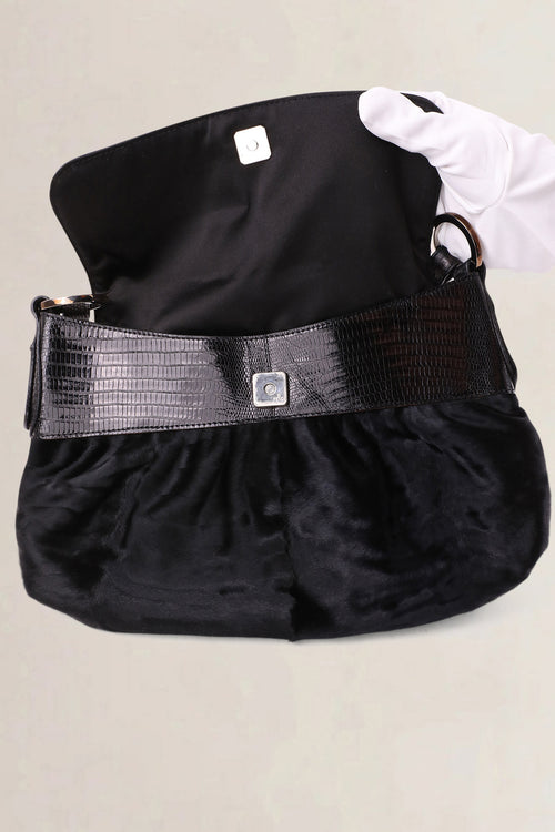 Fendi Black Ponyhair Small Chef Shoulder Bag