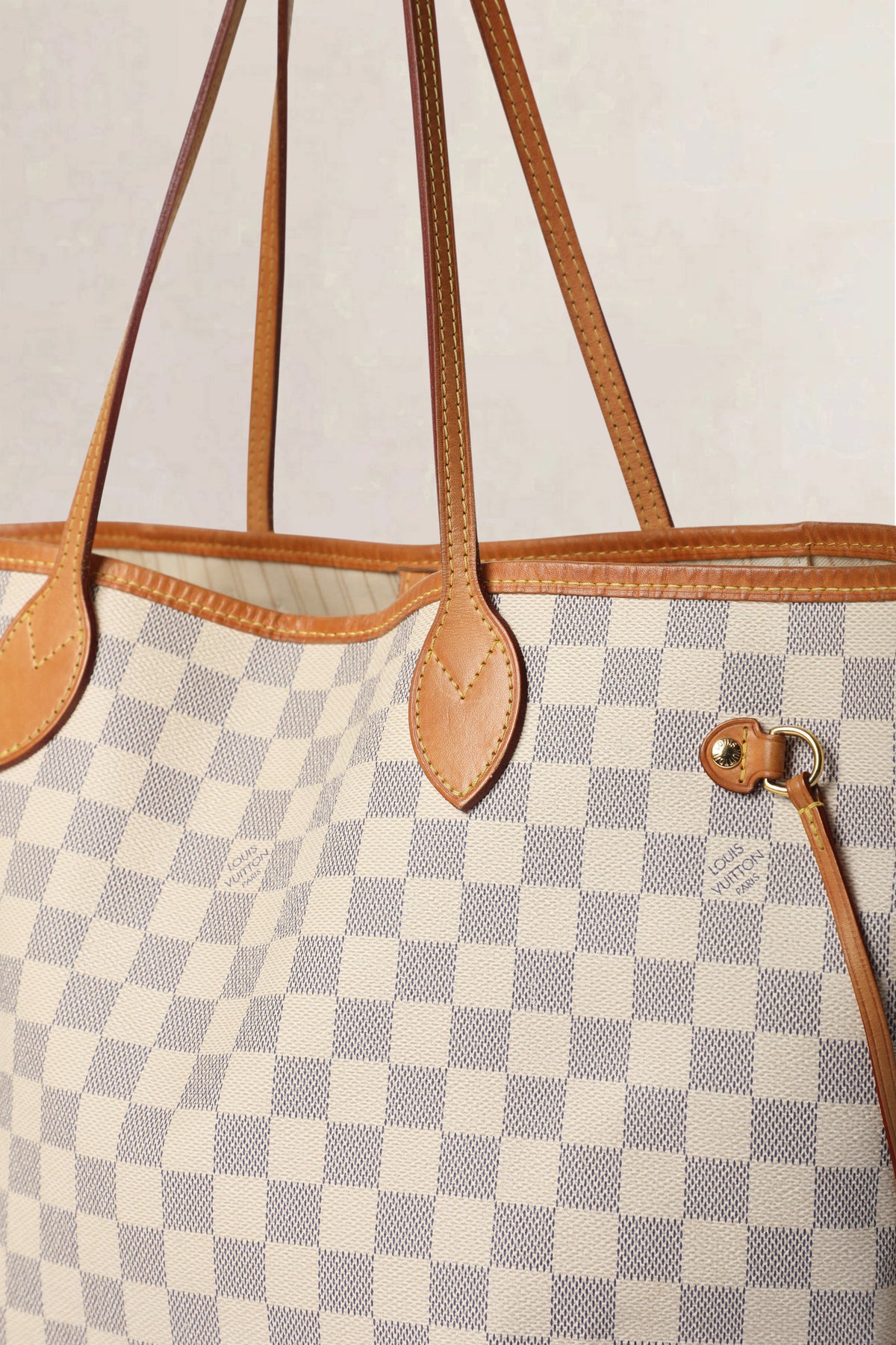 Louis Vuitton White Neverfull Damier Azur MM Shoulder Bag
