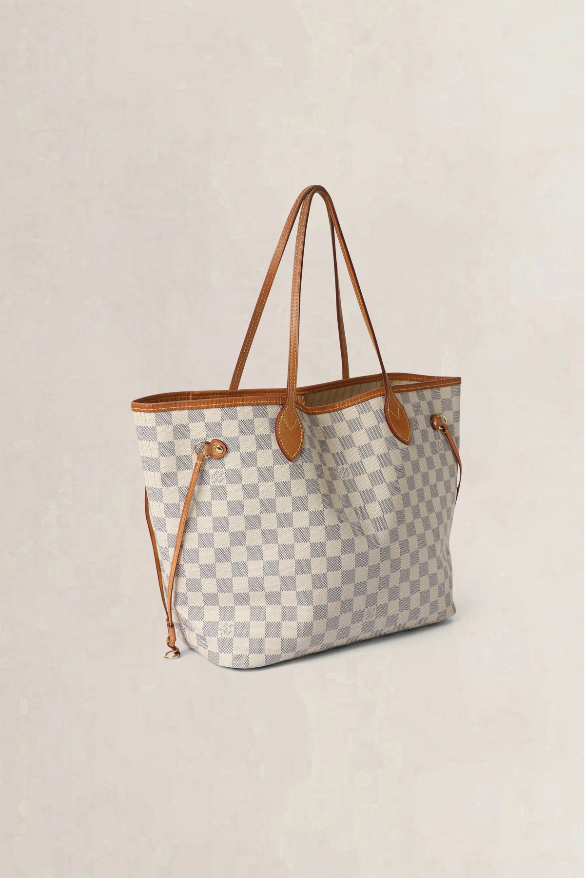 Louis Vuitton White Neverfull Damier Azur MM Shoulder Bag