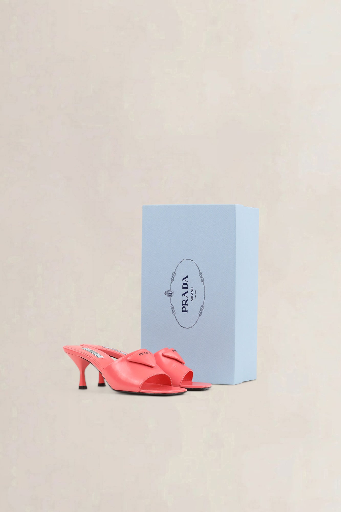 Prada Corallo Red Leather Slides