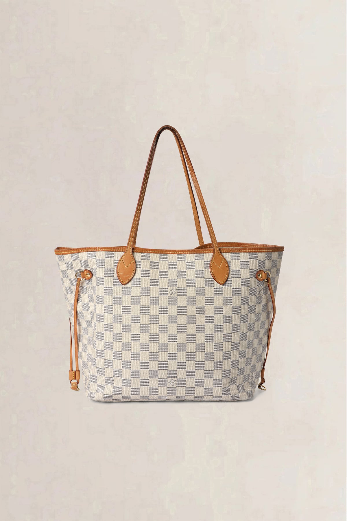 Louis Vuitton White Neverfull Damier Azur MM Shoulder Bag