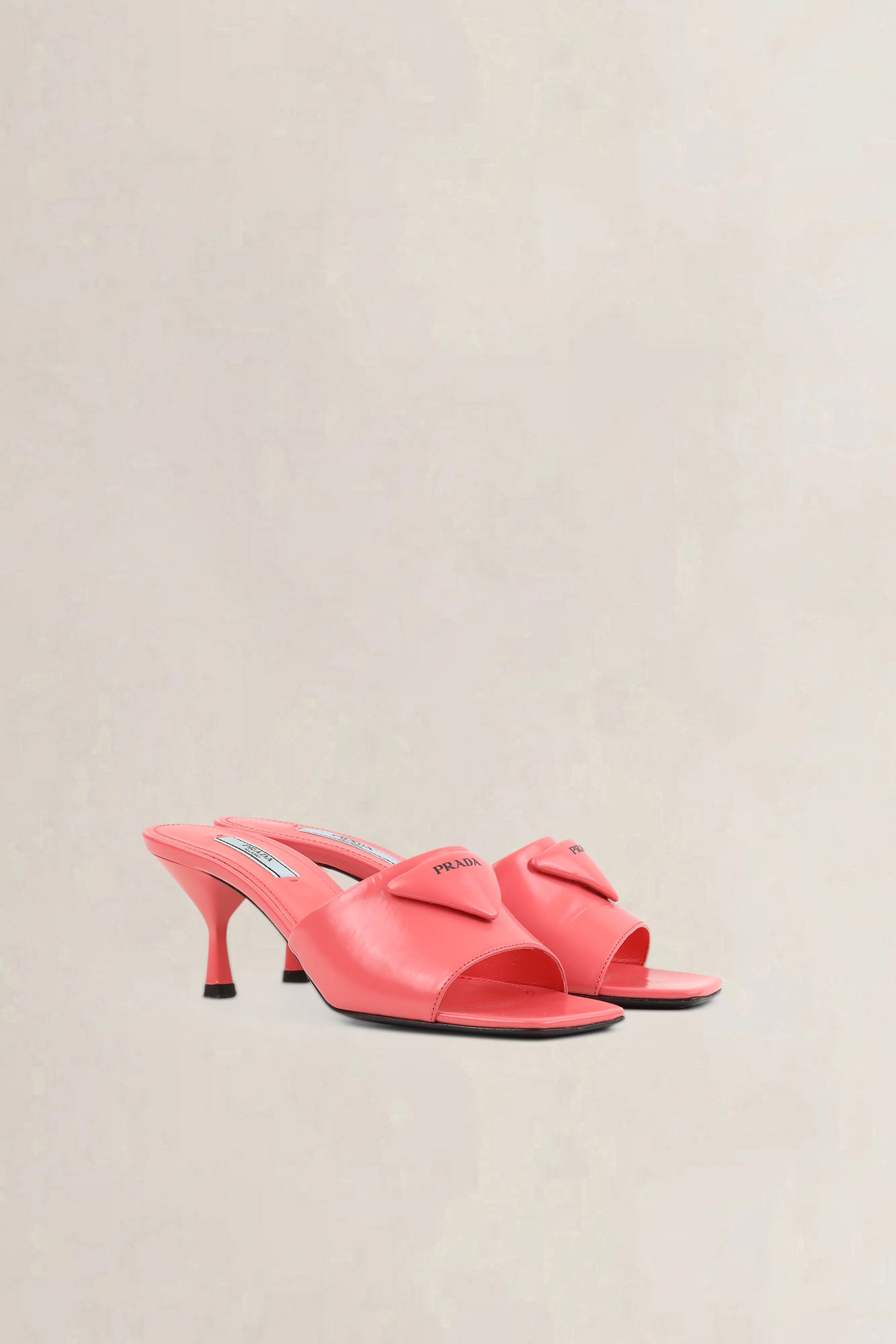 Prada Corallo Red Leather Slides