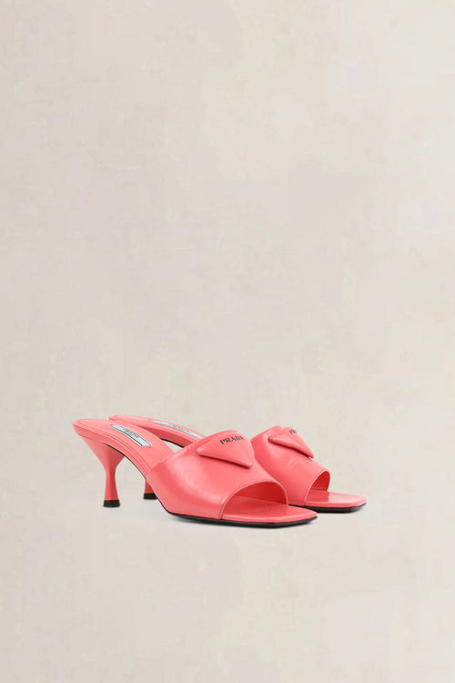 Prada Corallo Red Leather Slides