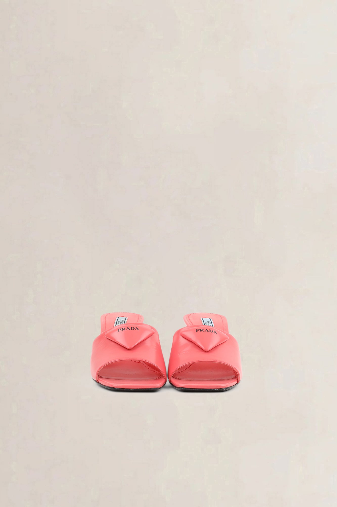 Prada Corallo Red Leather Slides