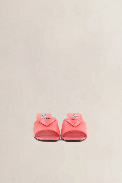 Prada Corallo Red Leather Slides