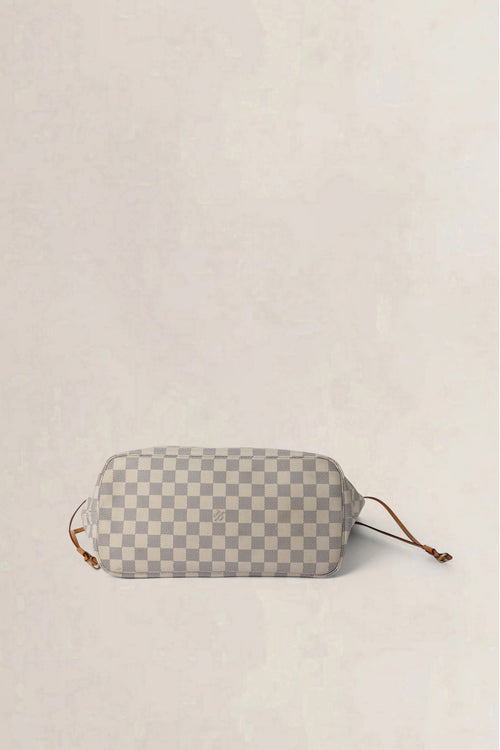 Louis Vuitton White Neverfull Damier Azur MM Shoulder Bag