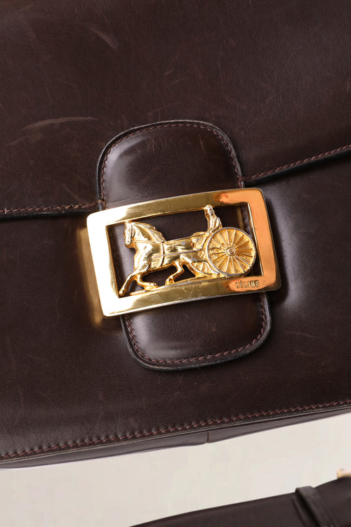 Céline Vintage Dark Brown Horse Carriage Shoulder Bag