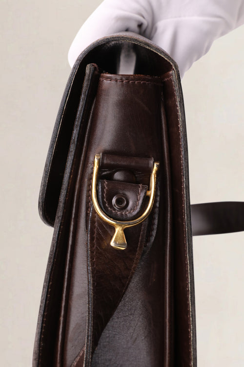 Céline Vintage Dark Brown Horse Carriage Shoulder Bag