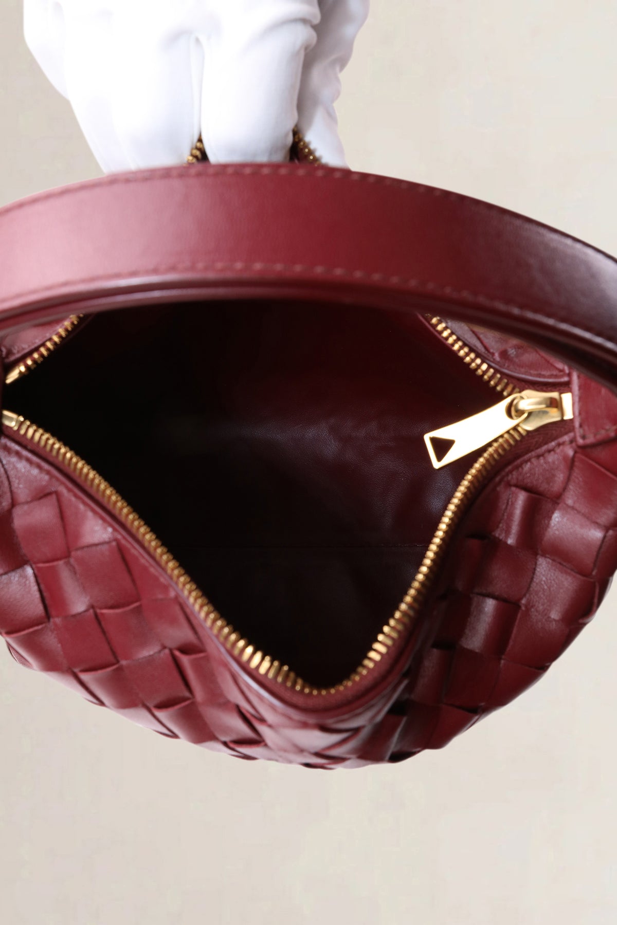 Bottega Veneta Burgundy Mini Wallace Intrecciato Top Handle Bag