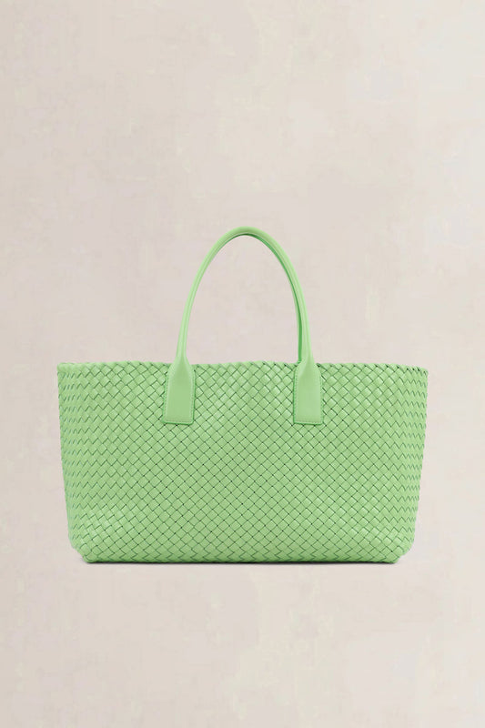 Bottega Veneta Pistacchio Green Intrecciato Leather Cabat Shoulder Bag