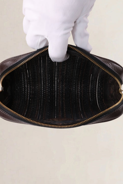 Delvaux Brown Toile de Cuir Clutch
