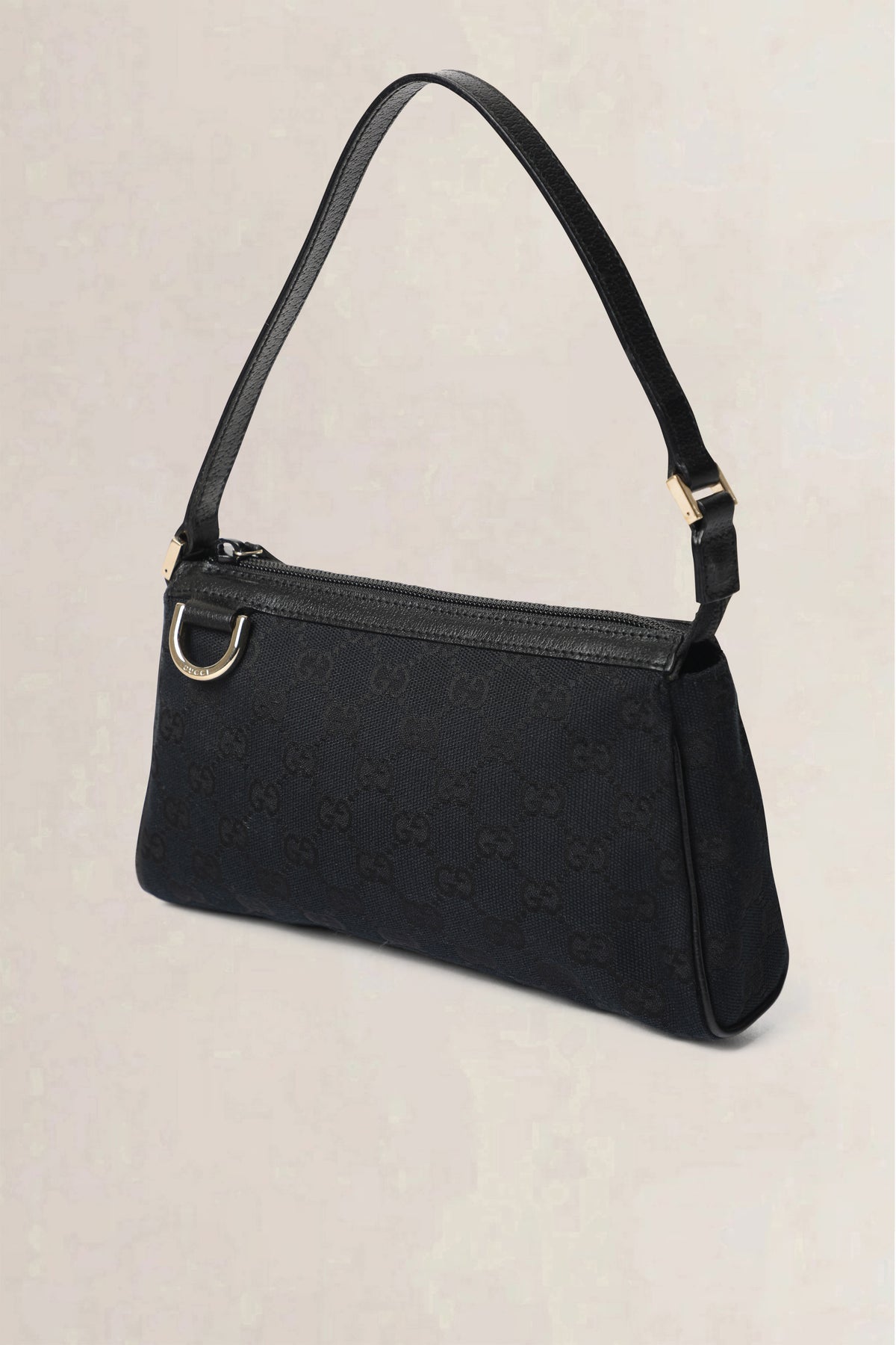Gucci Black GG Canvas Abbey D-Ring Pochette Shoulder Bag